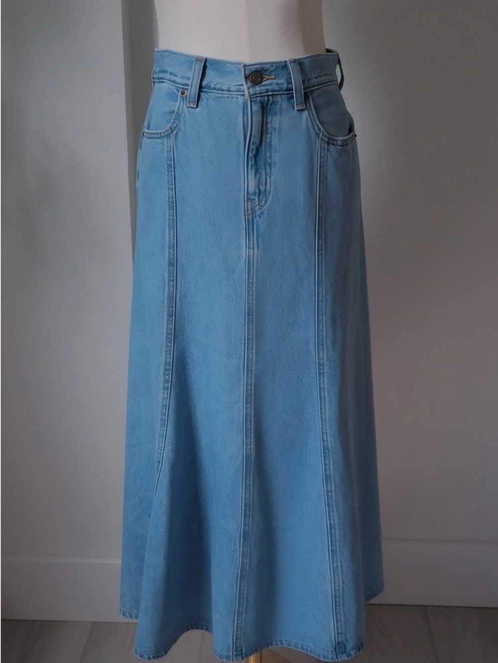 Levi's Pale Blue Denim Flared Maxi Skirt - Picture 3 of 7